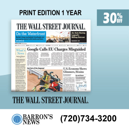 WSJ Print Edition for 1 Year at 30% Off