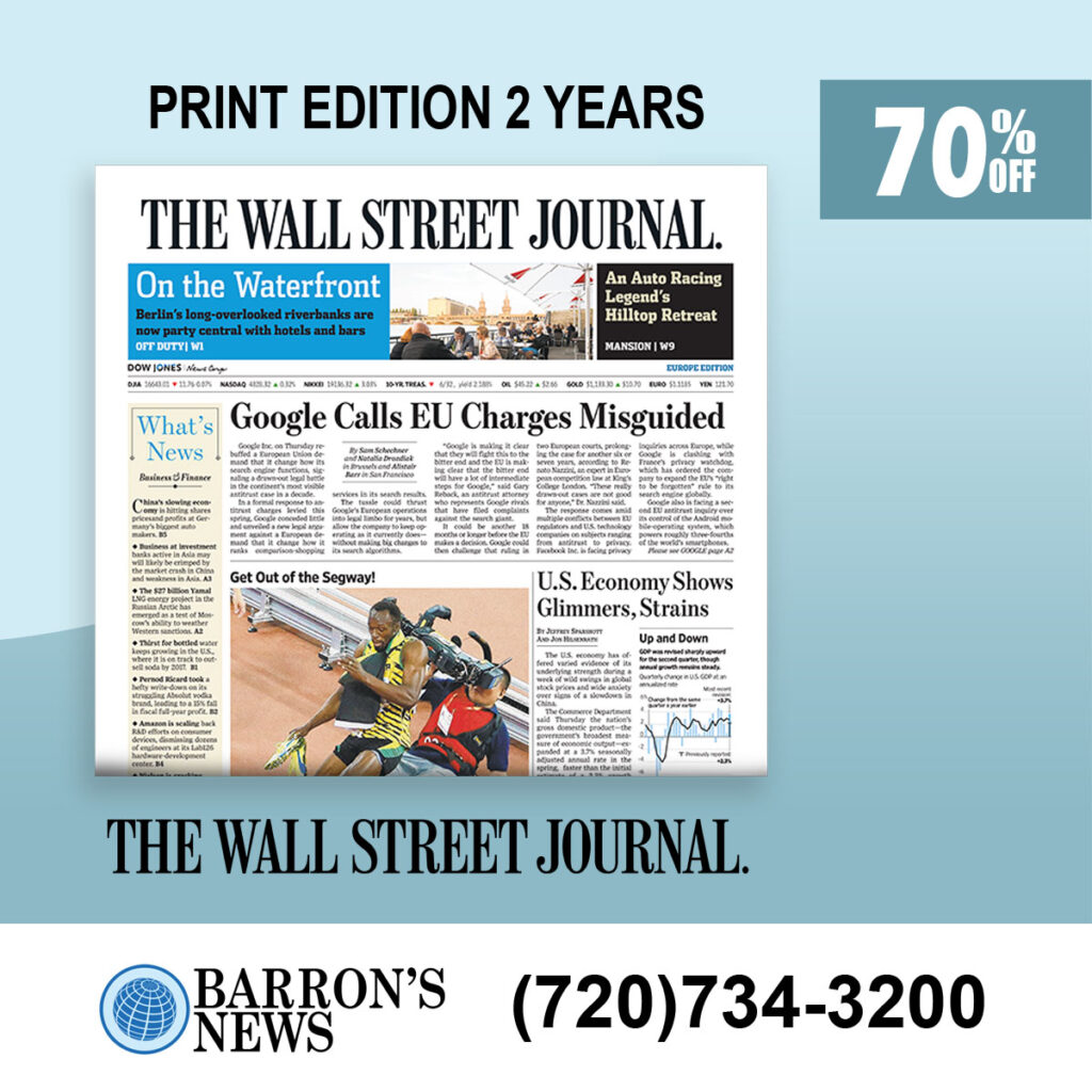 WSJ Print Edition Subscription for 2 Years with a 70% Discount